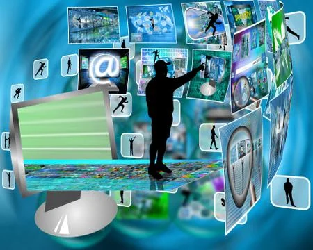 Silhouette and interface 스톡 일러스트