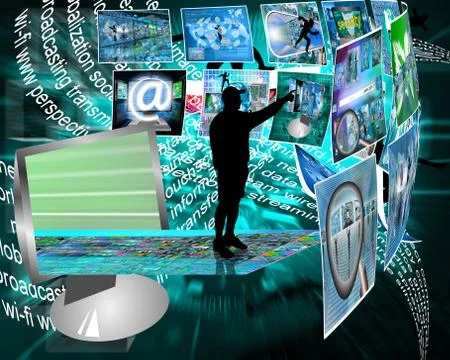 Silhouette and interface Illustrazione stock