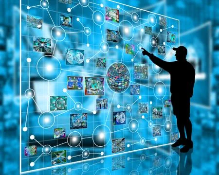 Silhouette and interface Stock Illustration