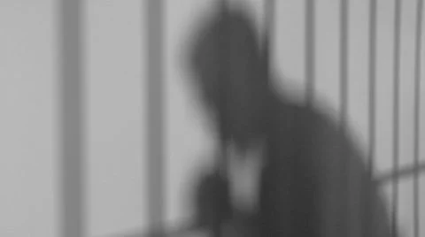 Silhouette and Shadows in Prison (2 of 5)(B/W Version) Video stock 47215209