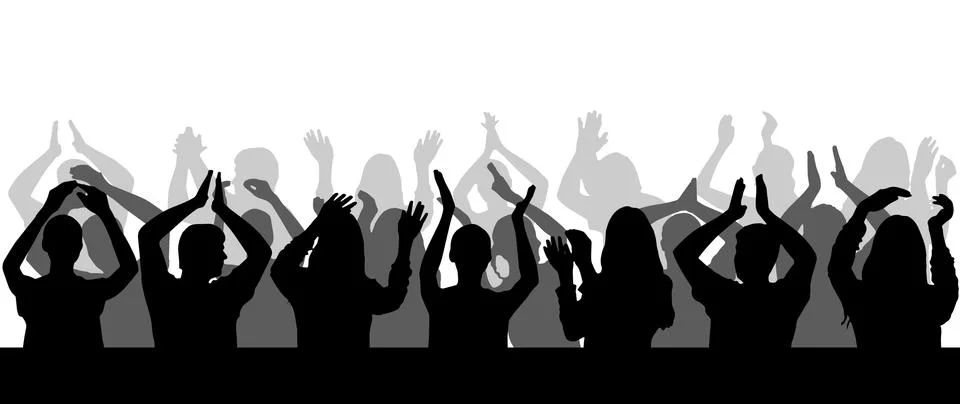 Silhouette of applauding crowd close-up. Vector illustration. Stock Illustration