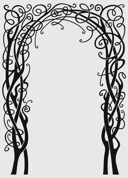 Silhouette arch of vine isolate pattern forging Stock Illustration