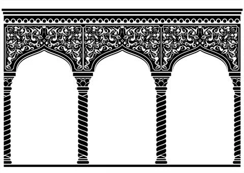 Silhouette of the arched eastern facade Stock Illustration