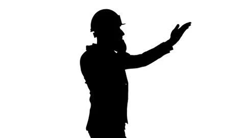 Silhouette Architect engineer makes a phone call complaining about the results 스톡 일러스트