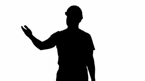 Silhouette Architect or engineerpresenting new house or building Illustrazione stock