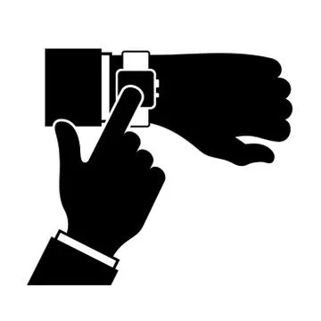 Silhouette of Arm with a Smartwatch. Vector 库存插图