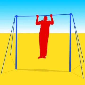 Silhouette of an athlete on the horizontal bar. vector illustration. イラスト素材