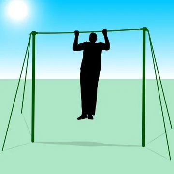 Silhouette of an athlete on the horizontal bar. vector illustration. イラスト素材