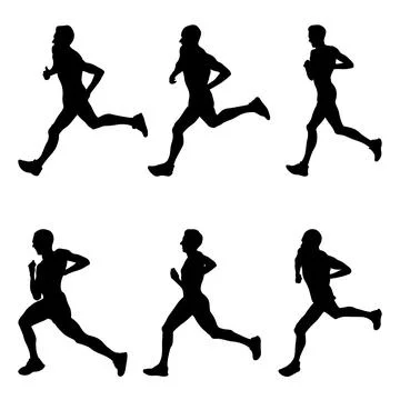 Silhouette athlete runner running Illustrazione stock
