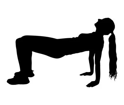 Silhouette of athletic woman practicing reverse plank exercise. Vector illu.. Stock Illustration