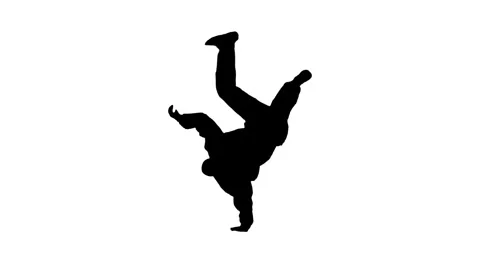 Silhouette of B boy dancing break dance on white background. Stock Footage 339172472