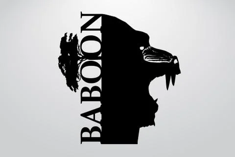 Silhouette of a baboon Illustrazione stock