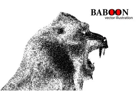 Silhouette of a baboon from particles. Stock Illustration
