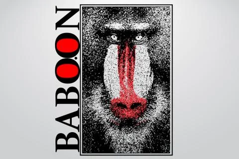 Silhouette of a baboon from particles. Stock Illustration