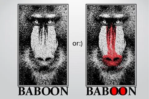 Silhouette of a baboon from particles. Stock Illustration