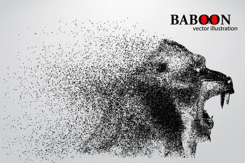 Silhouette of a baboon from particles. Stock Illustration