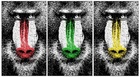 Silhouette of a baboon from particles. Stock Illustration