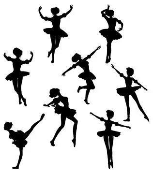 Silhouette of Ballerina in Classical Dance Pose Stock Illustration