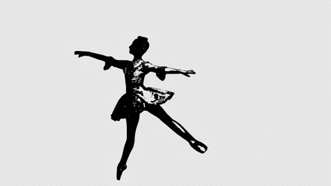 Silhouette Ballerina, Female Ballet Dancer Animation - Seamless Looping Stock Footage
