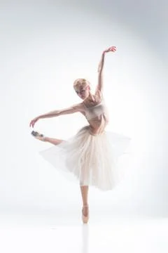 The silhouette of ballerina on white background Stock Photos