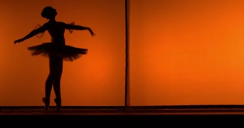 Silhouette of a ballet dancer Vídeo Stock 55566612