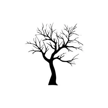 Silhouette of Bare Tree with Branches. Vector icon. Stock Illustration