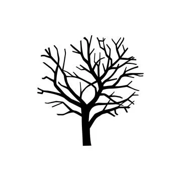 Silhouette of a bare tree with branches. Vector icon design. Stockillustratie