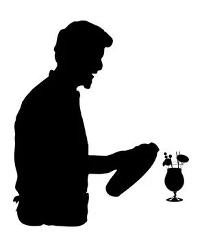 Silhouette of a bartender making a cocktail Stock Illustration