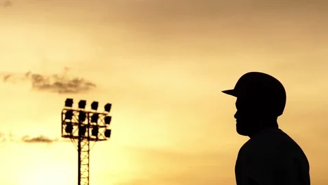 Silhouette Baseball athletes are training hard with the sunset 動画素材 112139964