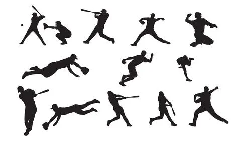 Silhouette of baseball Stock Illustration