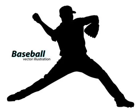 Silhouette of a baseball player Stock Illustration