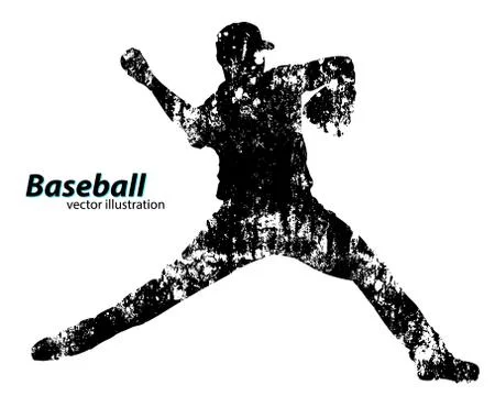Silhouette of a baseball player Stock Illustration
