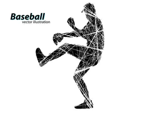 Silhouette of a baseball player Stock Illustration