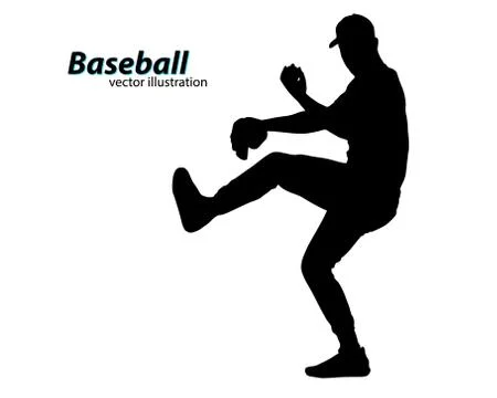 Silhouette of a baseball player Stock Illustration