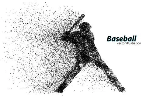Silhouette of a baseball player from particle. Stock Illustration