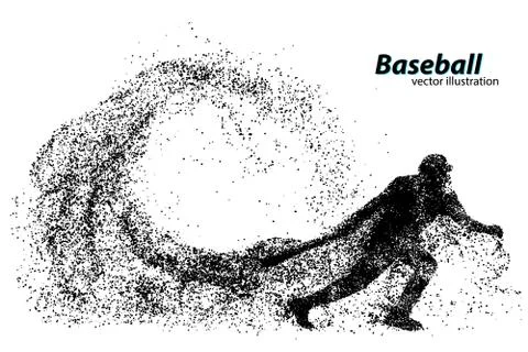 Silhouette of a baseball player from particle. Stock Illustration