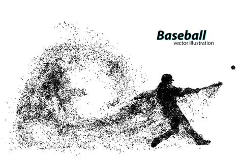 Silhouette of a baseball player from particle. Stock Illustration