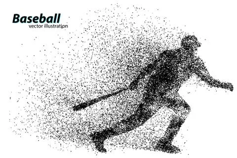 Silhouette of a baseball player from particle. Stock Illustration