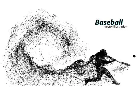 Silhouette of a baseball player from particle. Stock Illustration