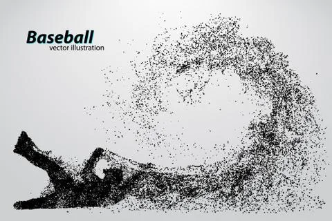 Silhouette of a baseball player from particle. Stock Illustration