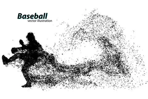 Silhouette of a baseball player from particle. Stock Illustration