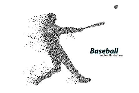 Silhouette of a baseball player from triangle. Stock Illustration