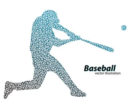 Silhouette of a baseball player from triangle. Illustrazione stock