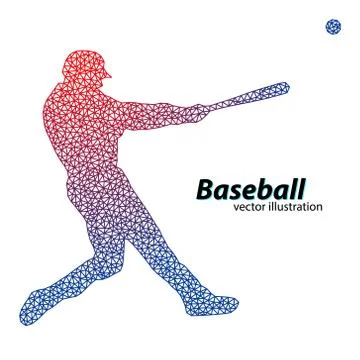 Silhouette of a baseball player from triangle. Illustrazione stock
