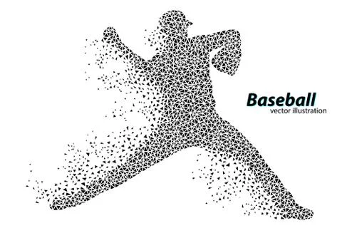 Silhouette of a baseball player from triangle. Stock Illustration