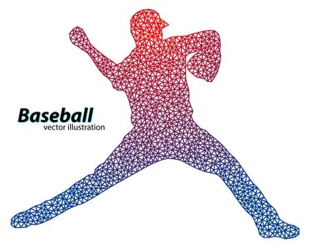 Silhouette of a baseball player from triangle. Stock Illustration