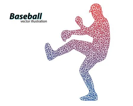Silhouette of a baseball player from triangle. Stock Illustration