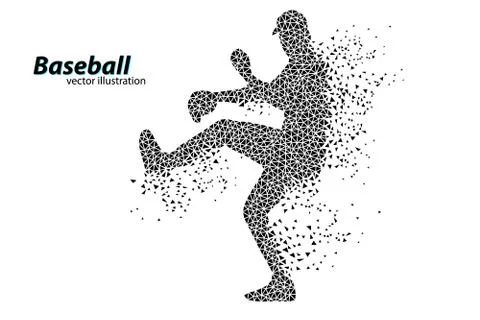 Silhouette of a baseball player from triangle. Illustrazione stock