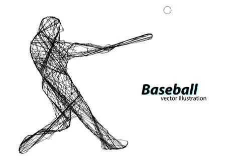 Silhouette of a baseball player. Vector illustration Stock Illustration
