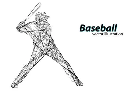 Silhouette of a baseball player. Vector illustration Stock Illustration